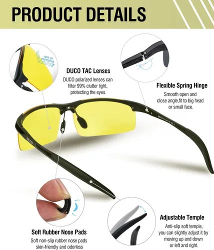 Vista 3 de DUCO Gafas de visión nocturna polarizadas para conducción nocturna para hombre