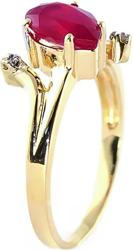 Vista 4 de Galaxy Gold GG Anillo de oro macizo de 18 quilates de 1,51 quilates con diamantes en forma de pera, Gema Metal, Rubí