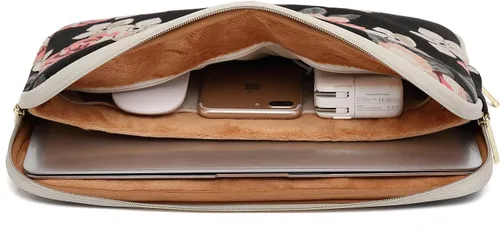 Vista 4 de Kayond funda impermeable para computadora portátil de 11-15 pulgadas con lienzo estampado de rosas