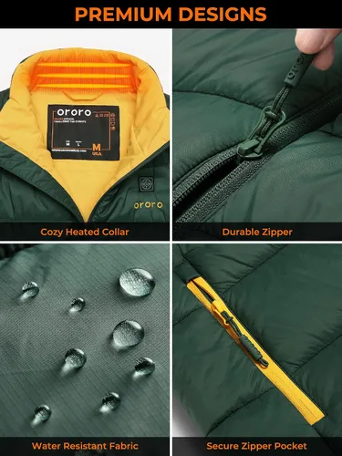 Vista 4 de ORORO - Chaleco térmico ligero con batería, para hombre