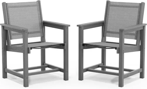 Vista 20 de SERWALL Outdoor HDPE Armless Dining Chairs Set of 2,All-Weather Use,Black Negro