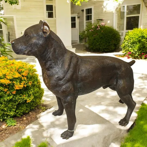 Vista 2 de Nifao Pit Bull Dog, animal, estatua de bronce medio perdido, 33 pulgadas de largo x 11 pulgadas de ancho x 26 pulgadas de alto