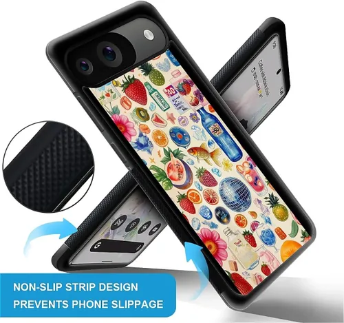 Vista 1737 de Compatible con Google Pixel 4A 5G Mobile Case Creative Acrylic Panel trasero Silicona Protección Grip especialmente diseñado para Google Pixel 4A 5G