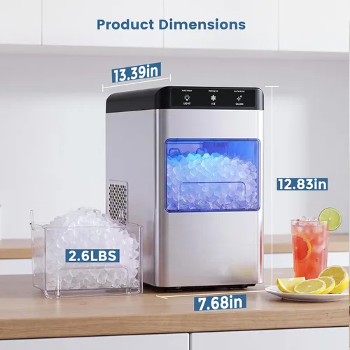Vista 6 de COWSAR 35Lbs/24H Nugget Ice Maker Countertop, Ready in 6 Mins Pebble Ice Maker Machine, Self-Cleaning Countertop Ice Makers with Ice Scoop&Basket