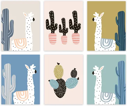 Vista 15 de Andaz Press Póster de arte de pared colgante sin marco para habitación de niños con temática de llama, 8.5 x 11 pulgadas, aguamarina, bonitos