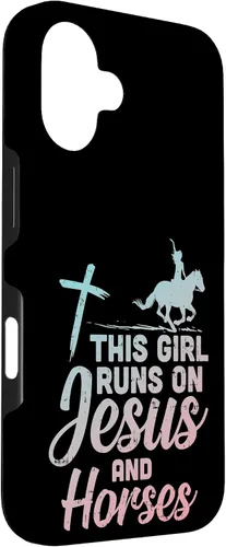 Vista 3 de Funda de regalo para iPhone 16 Girl Runs Jesus Horses Christian Horseback Equestre