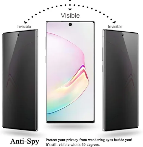 Vista 2 de Protector de pantalla de privacidad para Galaxy Note 20 Ultra, compatible con fundas, huellas dactilares disponibles, película suave para Samsung
