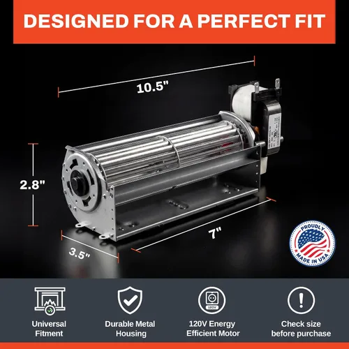 Vista 6 de LP-4500 Kit de ventilador de chimenea de perfil bajo Ajuste universal, silencioso, eficiente, alto flujo de aire, motor de rodamiento de bolas