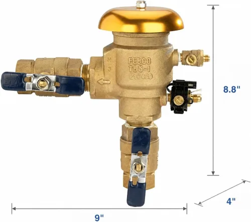 Vista 2 de Febco 765 Bronze Pressure Vacuum Breaker Backflow Preventer 1" Inlet Válvula de retención con resorte, 150 PSI máximo, conexiones NPT, sensor