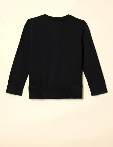 Vista 3 de Tienda Essentials Suéter tipo cárdigan ajustado con cuello redondo para niñas