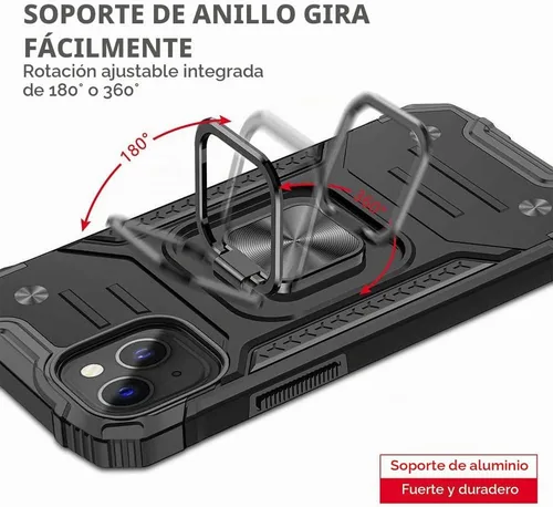 Vista 5 de Funda para iPhone 13 con protector de pantalla HD, soporte giratorio de grado militar de 360° (resistente) a prueba de golpes para iPhone 13/14
