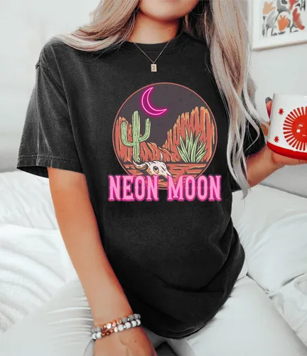 Vista 4 de Camisetas de vaquera de gran tamaño para mujer, camisa vaquera occidental, retro, de música country, casual, manga corta, sueltas