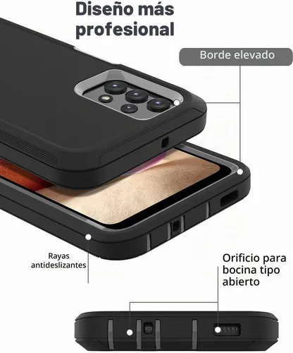 Vista 3 de Para Samsung Galaxy A32 5G Caso,Funda a prueba de golpes a prueba de polvo para iPhone Samsung Galaxy A32 5G (negro)
