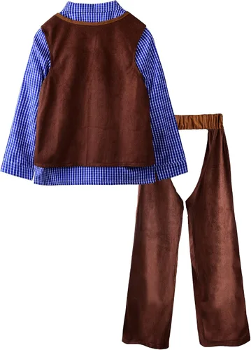 Vista 2 de ReliBeauty Kids Cowboy Costume for Boys Cosplay Costumes Birthday Party Christmas Halloween Dress up Gift for Kids 4 Sets