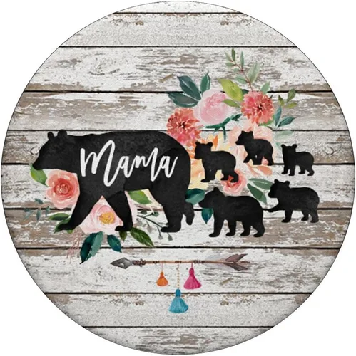 Vista 3 de Mama Bear - Juego de 5 vasos para bebé, diseño de flores, madera de barniz rústica, floral, para teléfonos y tabletas, Negro