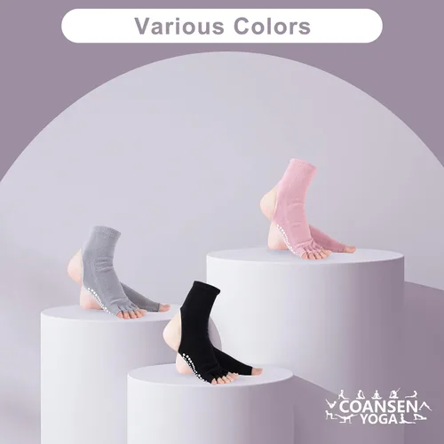 Vista 6 de 3 pares de calcetines de yoga con agarres
