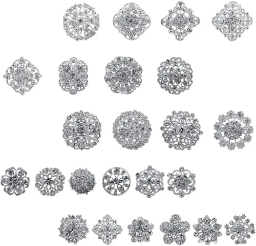 Vista 4 de EXCEART 120 broches de diamantes de imitación broches de boda vintage para banquete boda solapa fiesta broches de novia con diamantes de imitación