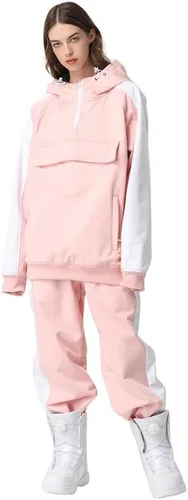 Vista 6 de SEARIPE Juego de chamarra y pantalones de esquí para mujer, trajes de esquí resistentes al viento para parejas, trajes de nieve impermeables de dos