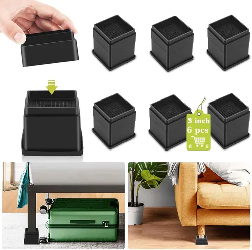Vista 53 de Paquete de 12 elevadores de muebles de 1, 2 o 3 pulgadas, elevadores de cama ajustables resistentes para mesa, escritorio, sofá, silla, gabinete