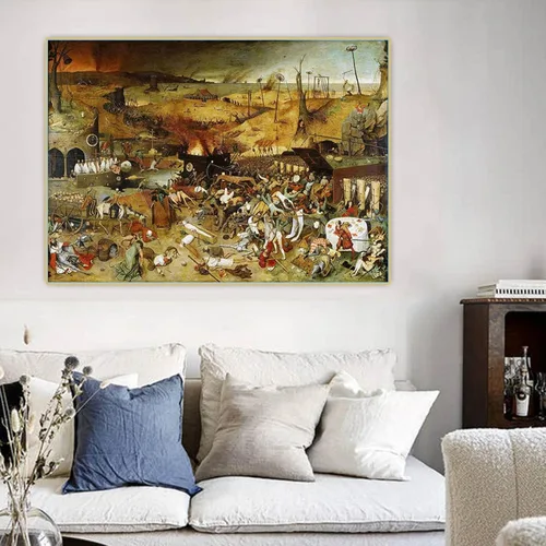 Vista 4 de Bruegel Pieter "Triunfo de la muerte" Cuadro famosa impresiones en lienzo.Imagen de arte de pared de lona para decoración del hogar 19.7x29.5 in sin