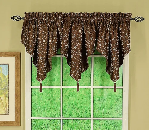 Vista 22 de Today's Curtain Madison - Cenefa reversible con botones, 20 pulgadas de largo, color burdeos