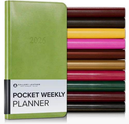 Vista 49 de Gallery Leather Planificador Semanal y Mensual Grande 2025-2026, Calendario Planificador y Cuaderno Elegantemente Encuadernado con Elegantes Bordes