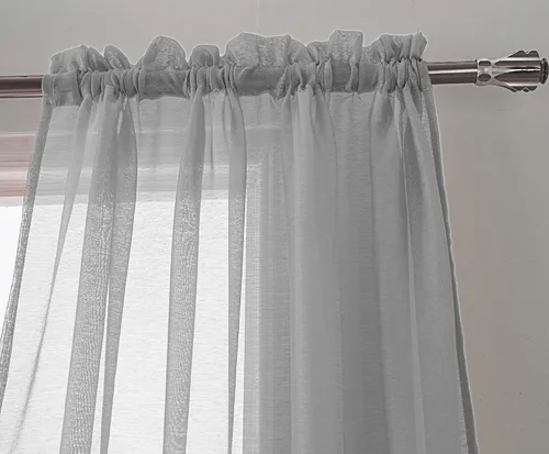 Vista 3 de RT Designers Collection Celine - Cortina transparente con bolsillo para barra, 55 x 90 pulgadas, color plateado