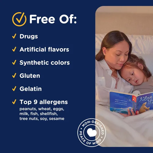 Vista 6 de Gominolas Mommy's Bliss de dormir para niños, con melatonina, ayudan al proceso natural del sueño del niño, a partir de 3 años, sabor fresa, 0.04oz