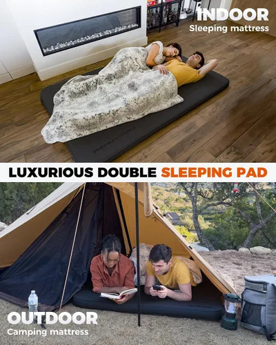 Vista 5 de Kingcamp Almohadilla de dormir autoinflable 3D de lujo doble almohadilla de dormir para campamento, colchón de espuma autoinflable para 2 personas