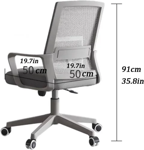 Vista 2 de Silla de escritorio de oficina para computadora, silla ergonómica de malla para juegos, silla de respaldo medio con cómodo soporte lumbar, altura