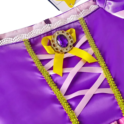 Vista 3 de knemmy Disfraz enredado para niña disfraz de Rapunze para cosplay vestido de princesa Halloween