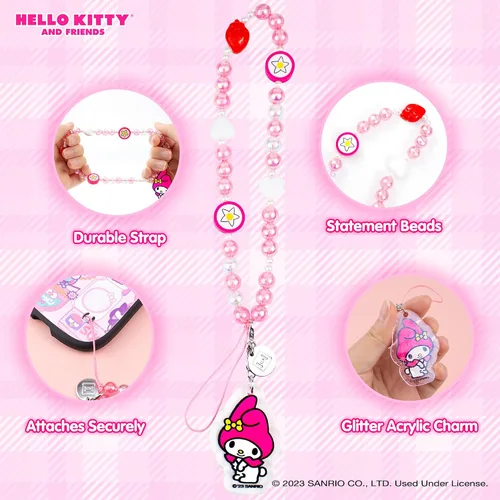 Vista 6 de iFace My Melody - Correa de muñeca con cuentas + funda con mosquetón My Melody Figure AirPods de 3ª