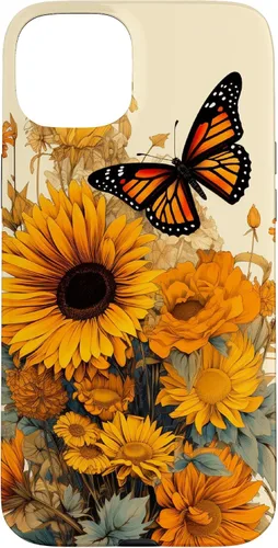Vista 9 de Vintage Sunflower and Monarch Butterfly Case for iPhone 17