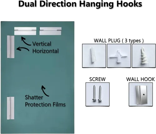 Vista 5 de Espejo de pared rectangular sin marco de 24 x 36 pulgadas con borde biselado de 1 pulgada para tocador de baño
