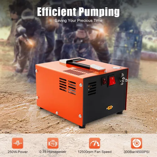 Vista 3 de Compresores de aire Pcp, compresor portátil de 12 V, 30 pistolas de aire de alta presión Mpa 250w Motor 12500rpm Ventilador de enfriamiento 4500psi