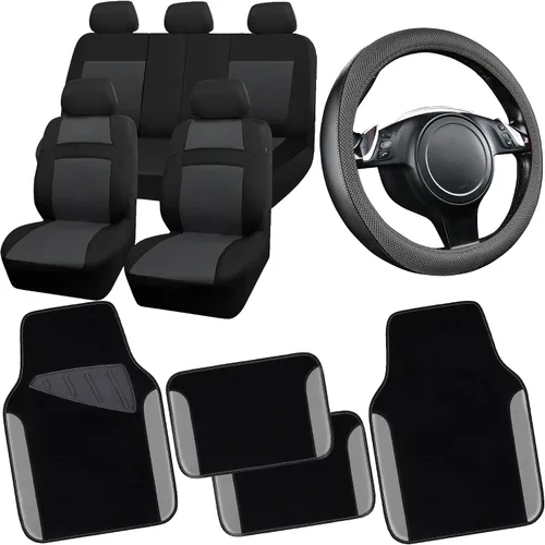 Vista 11 de CAR PASS Alfombrilla impermeable para automóvil, alfombrillas universales para automóvil con almohadilla para el talón del conductor, alfombra