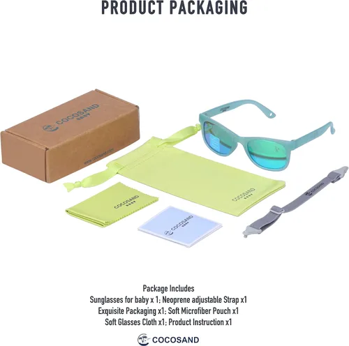 Vista 2 de COCOSAND Gafas de sol para bebé con correa, protección UV400, marco flexible para niñas y niños de 0 a 24 meses