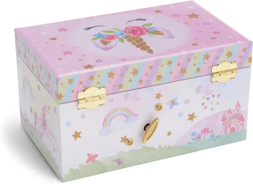 Vista 7 de Jewelkeeper Caja de almacenamiento de joyería musical para niña con bailarina giratoria, 6 x 4.65 x 3.5 pulgadas, paquete de diseño de purpurina