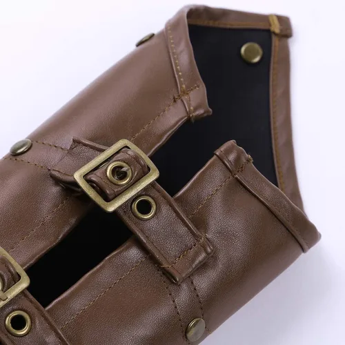 Vista 7 de YiZYiF - Armaduras góticas de hombro steampunk PU metal remaches brazo armadura brazalete cuerpo pecho arnés Cosplay traje accesorio
