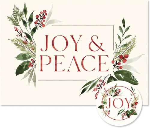 Vista 8 de Tarjetas de Navidad con imágenes coloridas azules de Colorful Images con sellos de sobres a juego, juego de 24 tarjetas, 5 x 7 plegadas, paquete