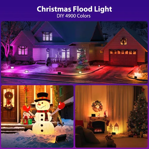Vista 2 de Olafus Luz de inundación LED de 30 W para exteriores, equivalente a 300 W, 2700 K, luz blanca cálida RGB que cambia de color, luces de inundación al
