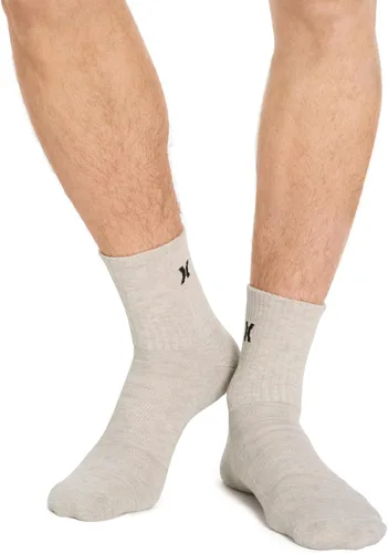 Vista 2 de Hurley Men's 8 Pack Sport Cushioned High Quarter Crew Socks Avena/Gris Brezo/Negro
