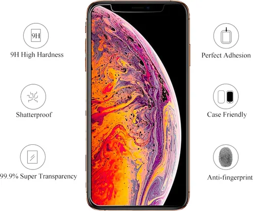 Vista 3 de Ailun - Protector de pantalla Apple iPhone 11 Pro/iPhone Xs/iPhone X, pantalla de 5.8 pulgadas, vidrio templado 2.5D, para la mayoría de las fundas