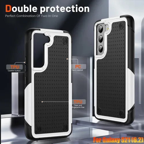Vista 5 de Funda resistente para Samsung Galaxy S21 de 6.2 pulgadas, 4 esquinas con bolsas de aire [protección contra caídas de 12 pies], agarre texturizado