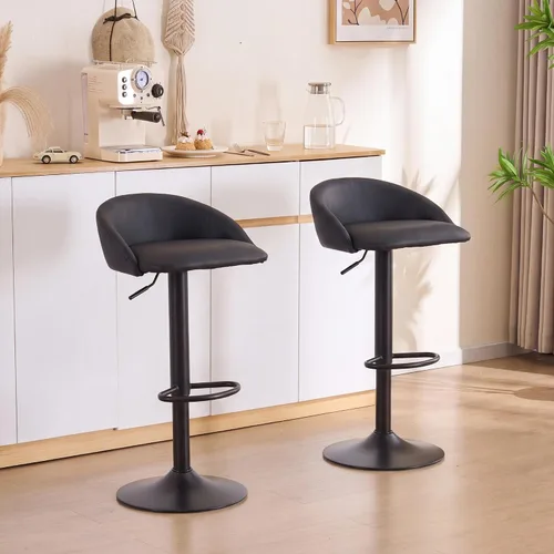 Vista 11 de YOUNIKE Bar Stools Set of 2 Kitchen Bar Chair Counter Height Barstool Black