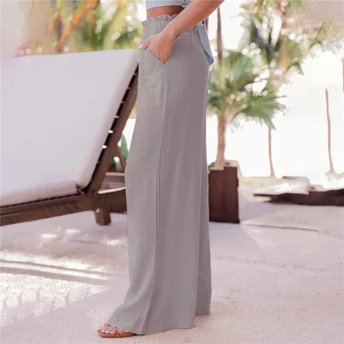Vista 3 de Sweatpants Women Petite Length Womens Lotu Leaf High Waist Cotton and Pants Casual Wide Leg Loose Pants