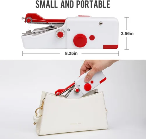 Vista 7 de Máquina de coser de mano CS101, máquina de coser para principiantes, mini y kit de mano eléctrico portátil para adultos y niños de 8 a 12 años