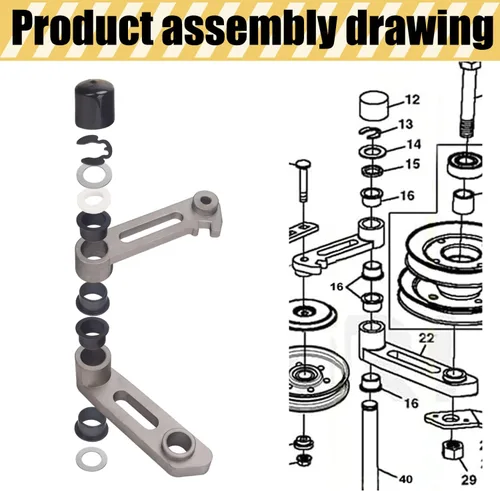Vista 4 de M136635 M143350 - Tensor de brazo tensor y buje de reconstrucción compatible con modelos de tractor y cortacésped John D-eere 48C 54C GT LX GX