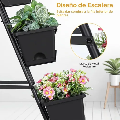 Vista 4 de OYEAL Cama de Jardín Elevada de 4 Niveles Jardineras Verticales para Interior y Exterior Caja de Jardinera Elevada con Patas Jardinera de Hierbas