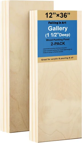Vista 10 de Falling in Art Paquete de 2 paneles de lienzo de madera sin terminar, kit de paneles de madera de abedul de galería de 4 x 12 pulgadas, tablas